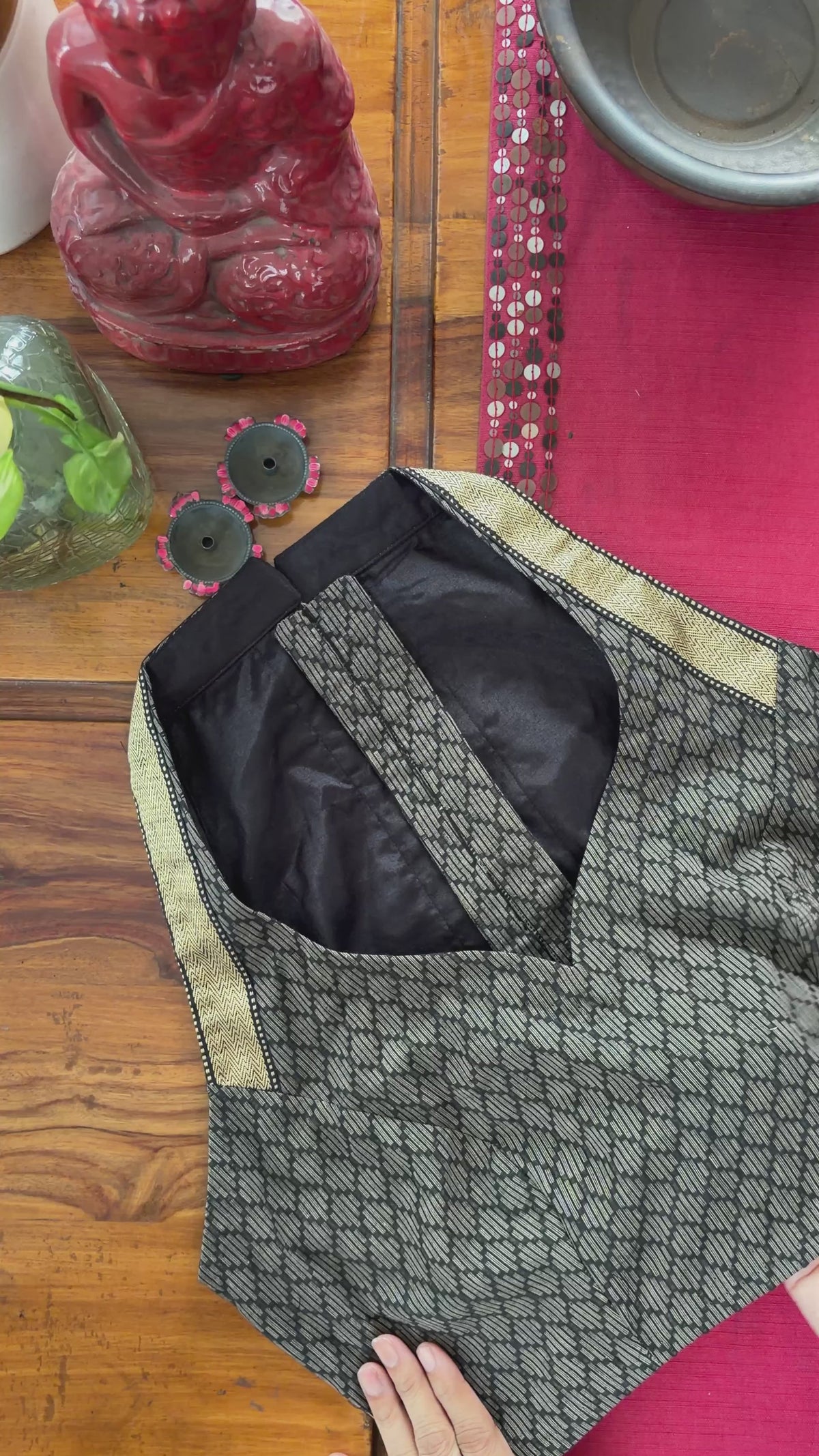 CC036 Black Diamond Handloom Blouse