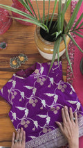 B082 Violet Floral Brocade Blouse