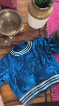 V006 Royal Blue Velvet Blouse