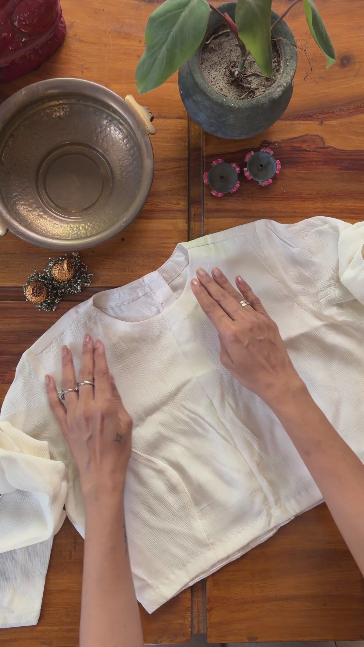 COT009 Ivory Crepe Blouse