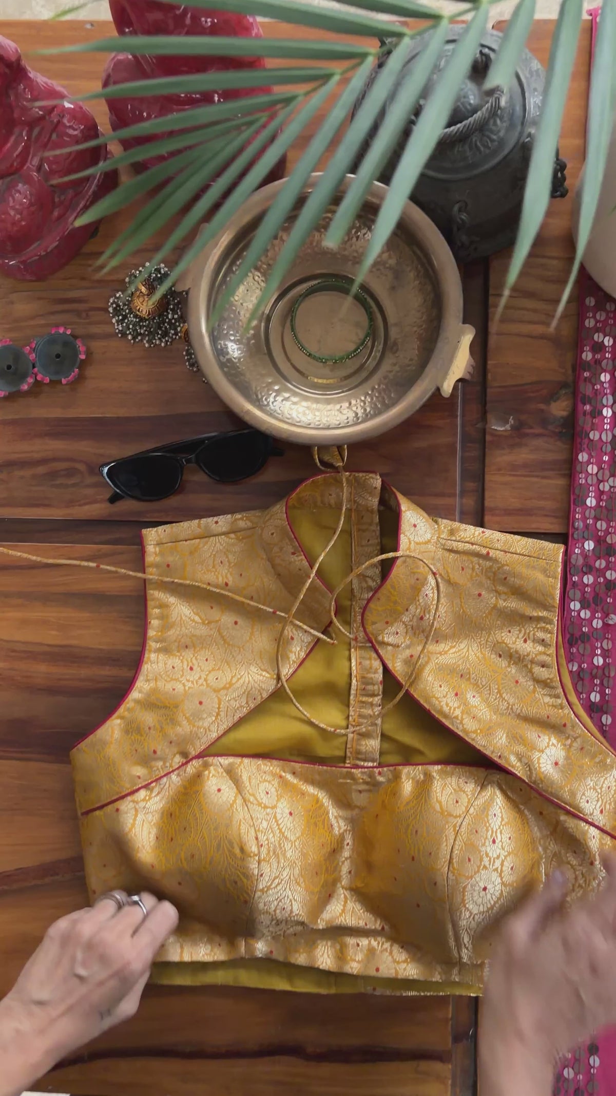 B095 Golden Yellow Tie-Back Blouse