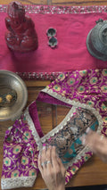 B076 Magenta Floral Brocade Blouse