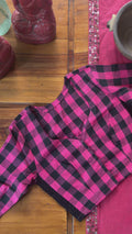 CC018 Magenta Madras Check Blouse