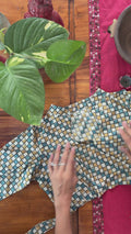 CC011 Teal Diamond-Tile Handblock Blouse