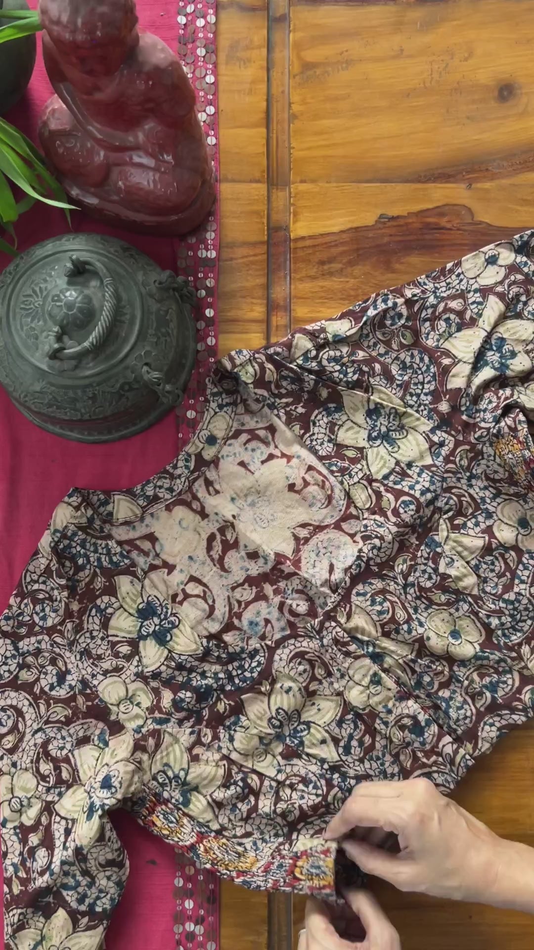 CC019 Maroon Ajrakh Medallion Blouse