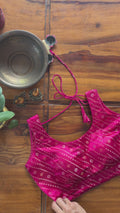 B066 Rani Pink Bandhani Halter Blouse
