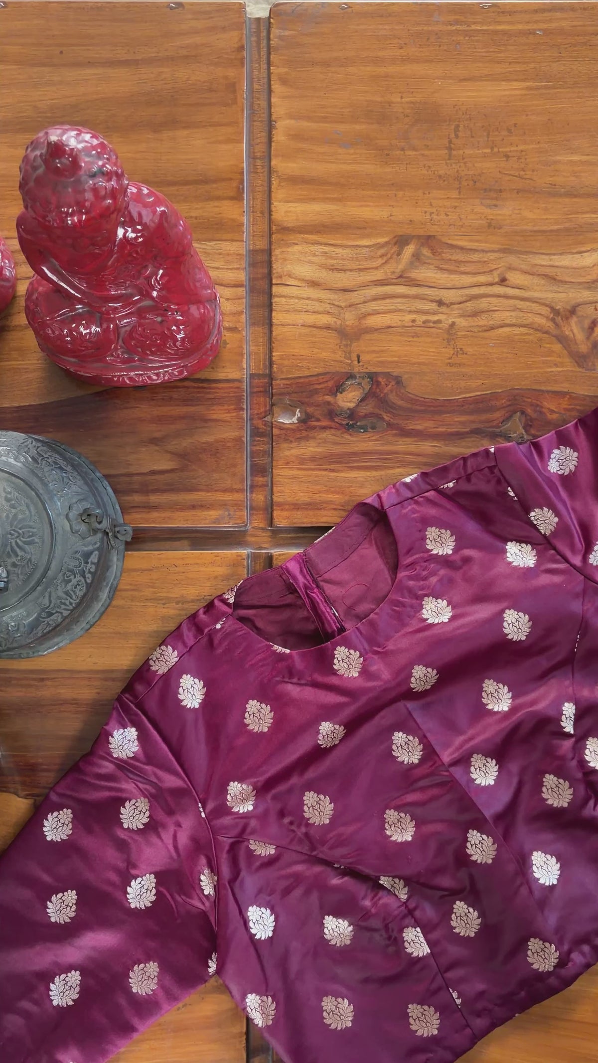 COT007 Plum Patchwork Brocade Koti