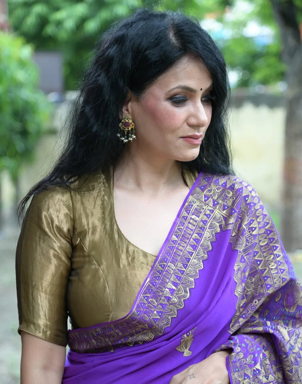 Metallic Olive Green Blouse
