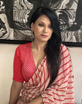 Red Striped V-Neck Blouse