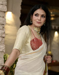 Cream and Red Halter Set Blouse