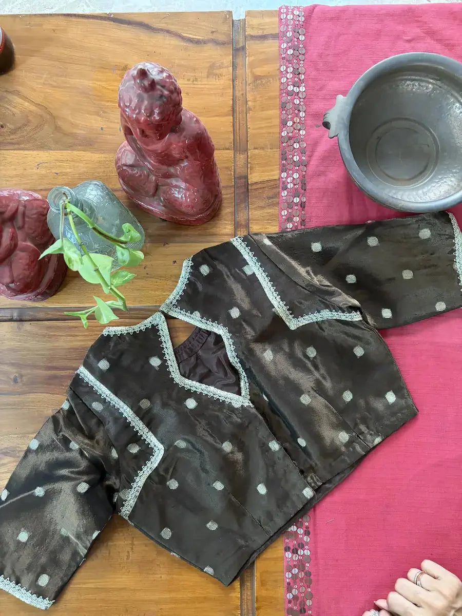 Brown Zari-Dot Organza Blouse