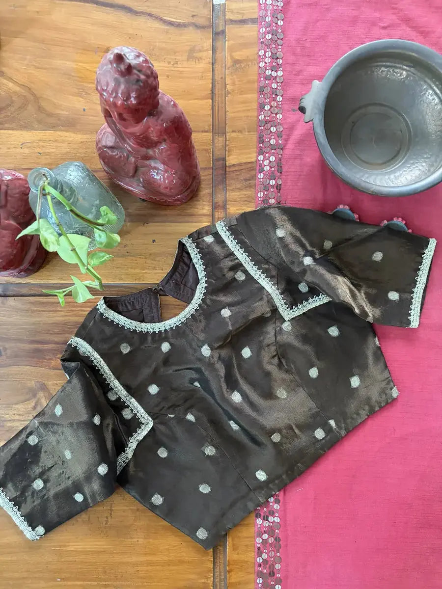 Brown Zari-Dot Organza Blouse