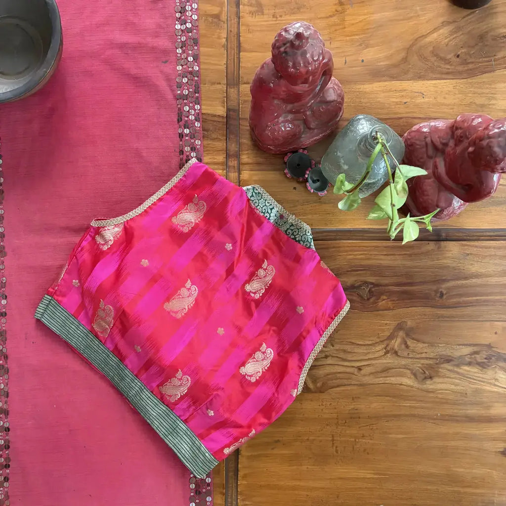 Green Floral Brocade Blouse