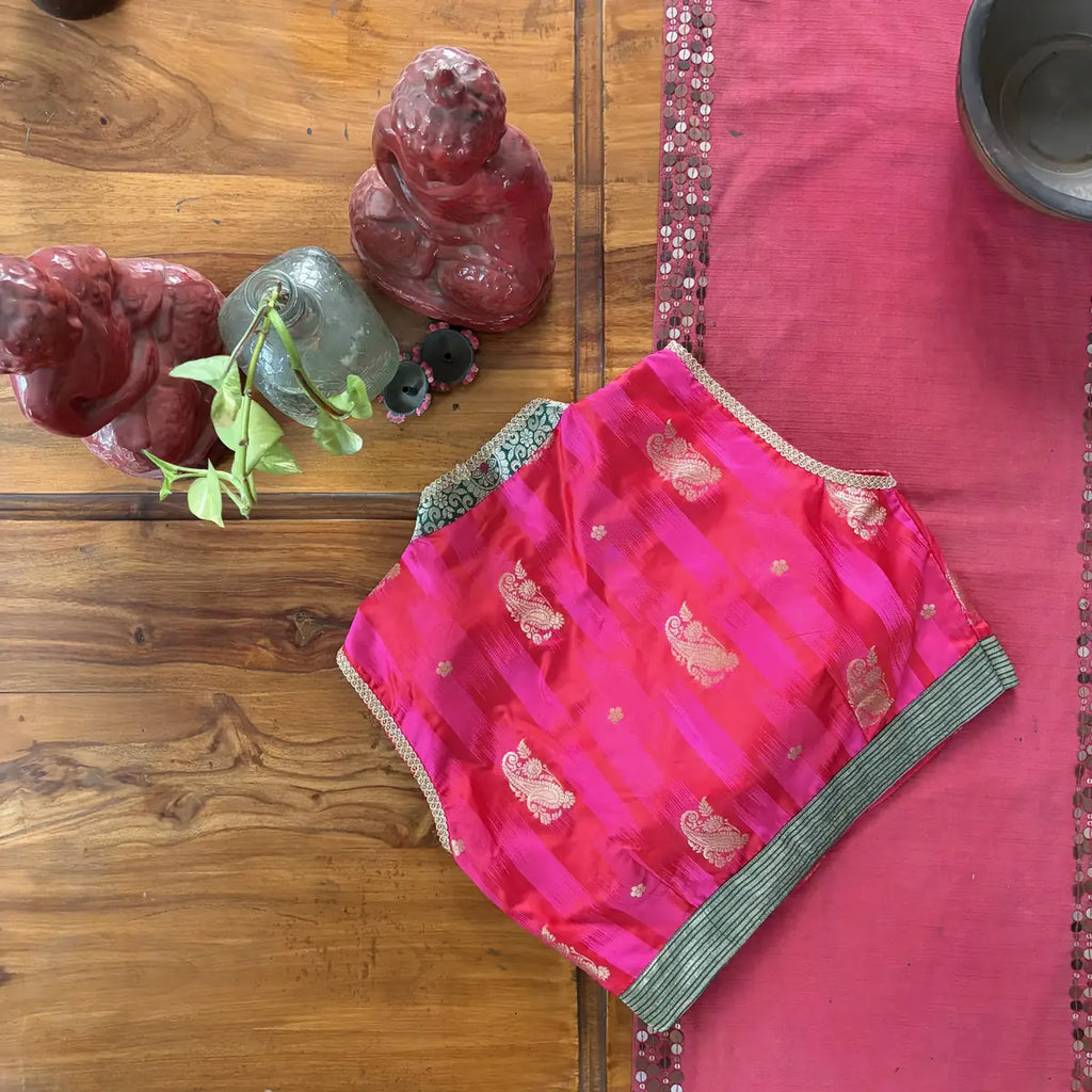 Green Floral Brocade Blouse
