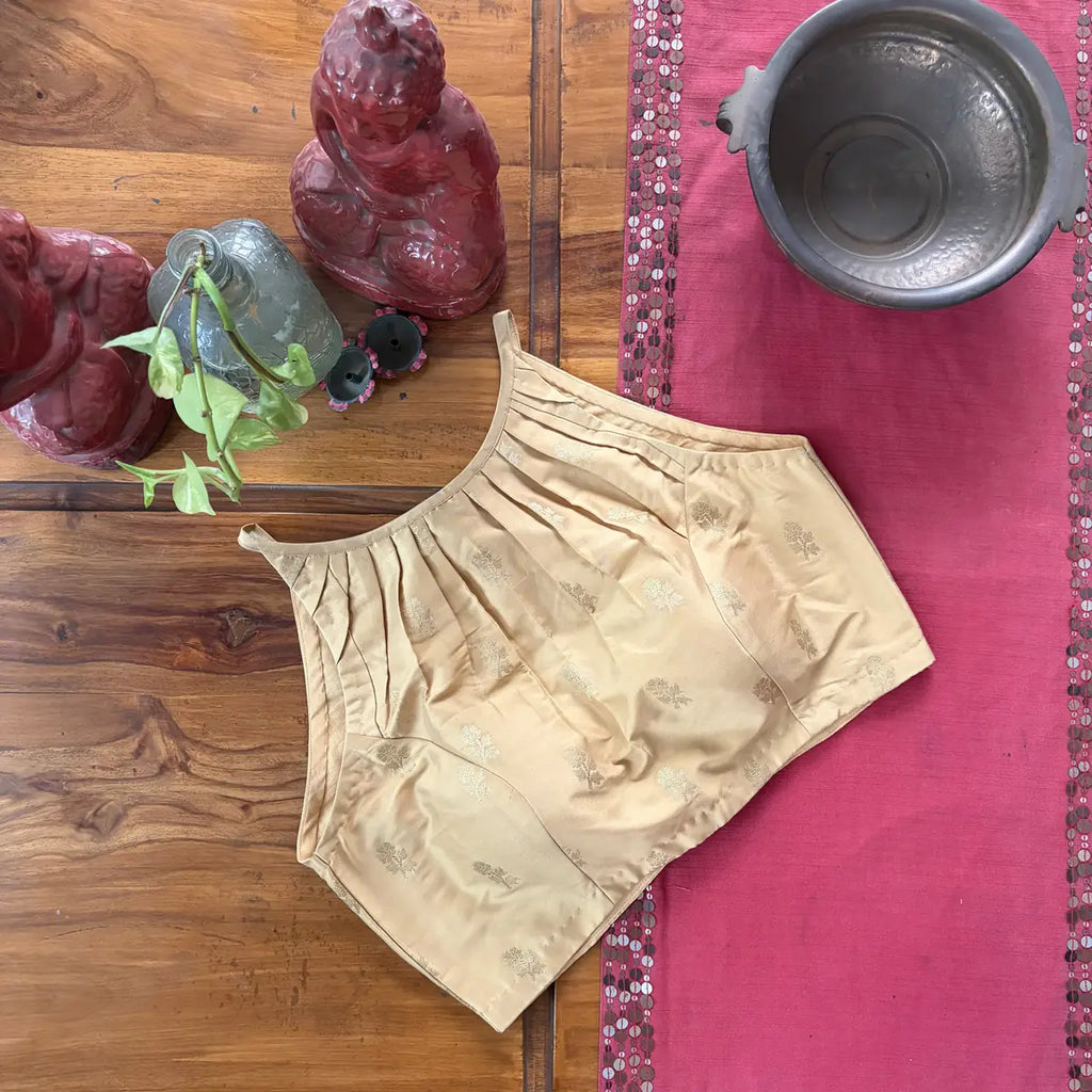 Gold Pleated Halter Blouse