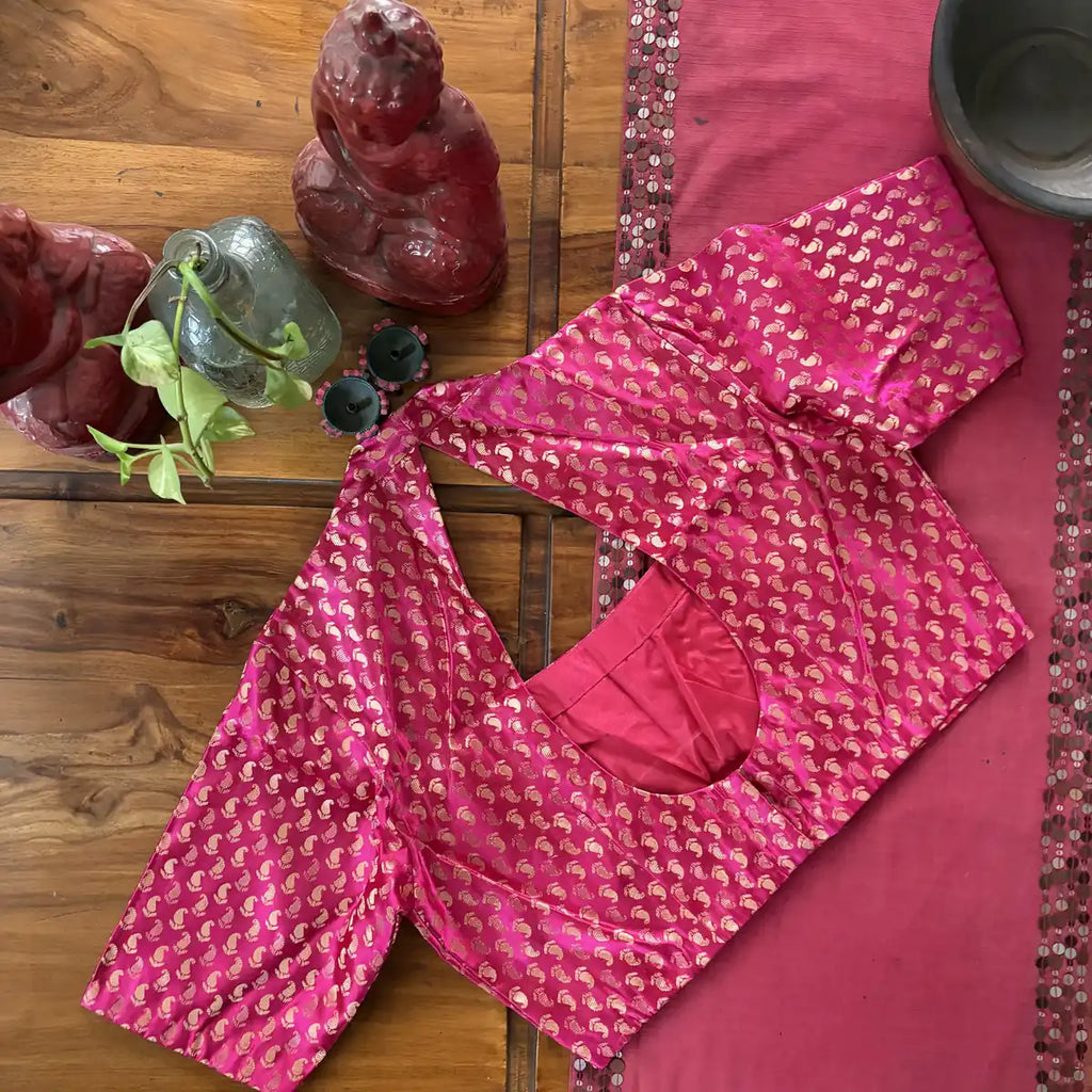 Rani Pink Paisley Brocade Blouse