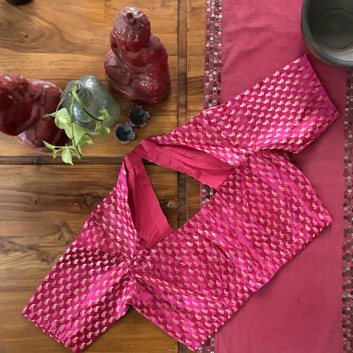 Rani Pink Paisley Brocade Blouse