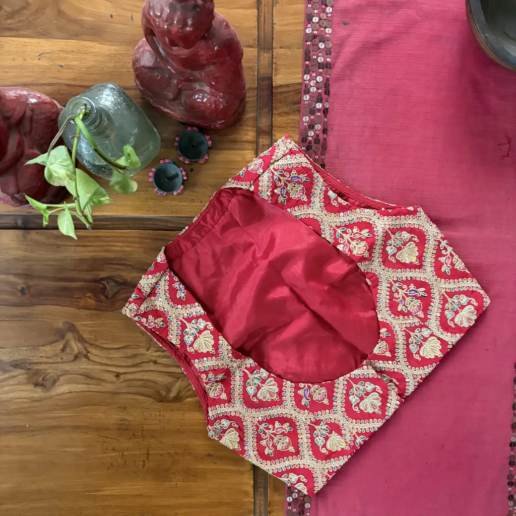 Crimson Zari Diamond Embroidered Blouse