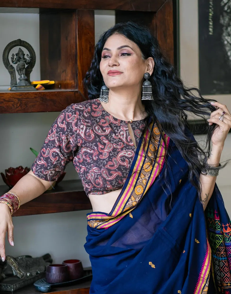 Dark Purple Kalamkari Blouse