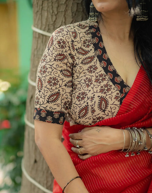 Beige Handblock Blouse