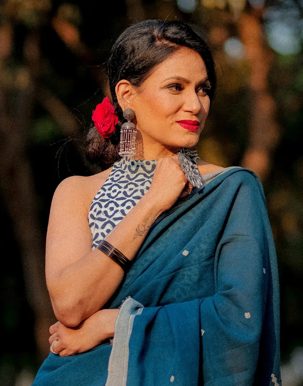 Halter Blue and White Blouse
