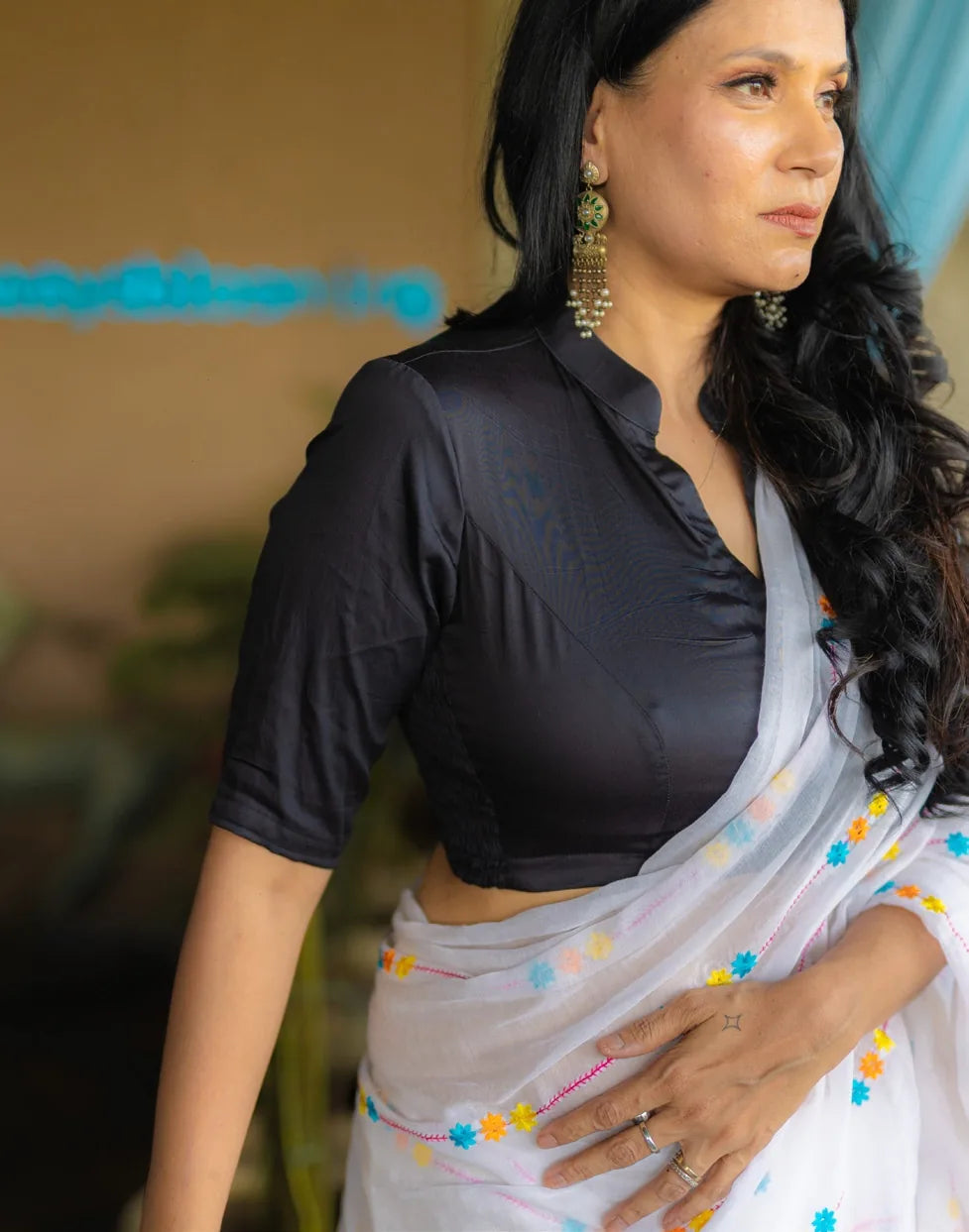 Black Smocking Blouse