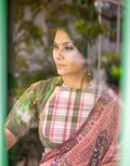 Ikkat and Madras Checks Print Blouse