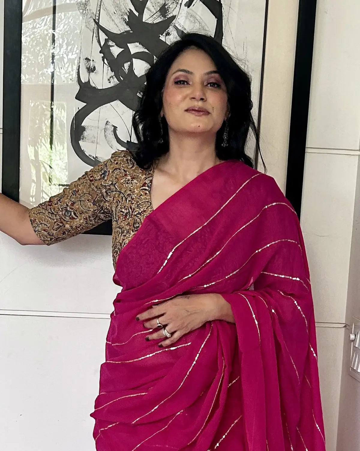 Mustard Kalamkari Smocking Blouse