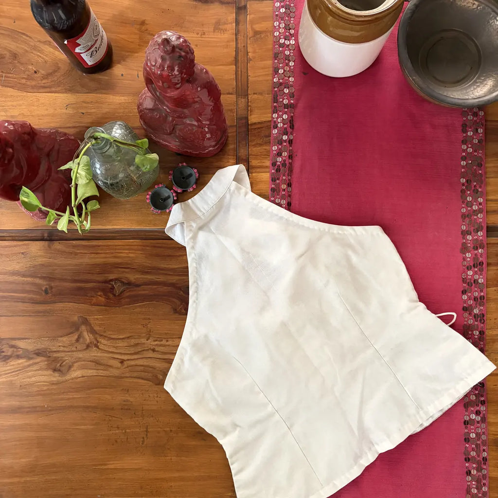 Ivory Jamdani Collar Blouse