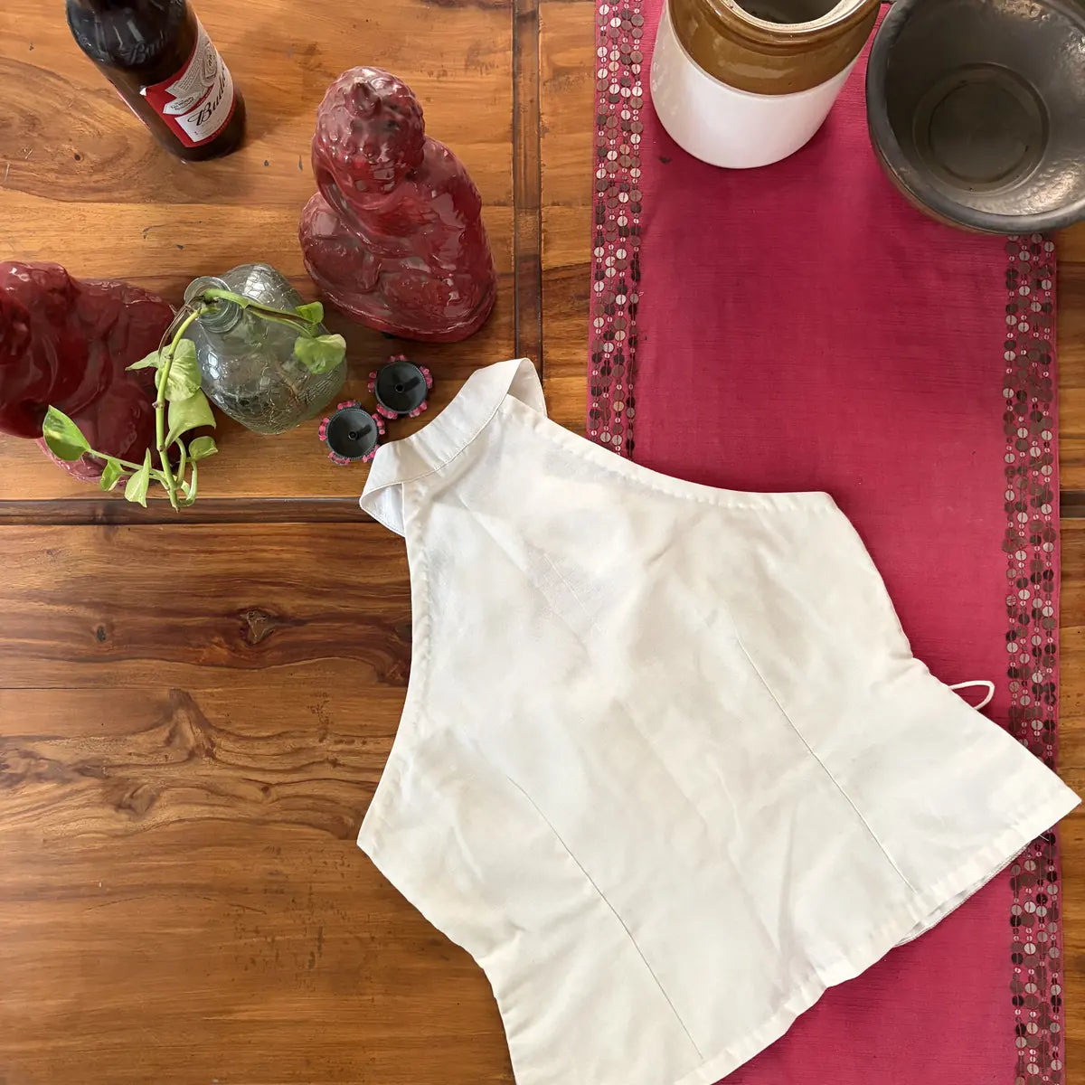 Ivory Jamdani Collar Blouse