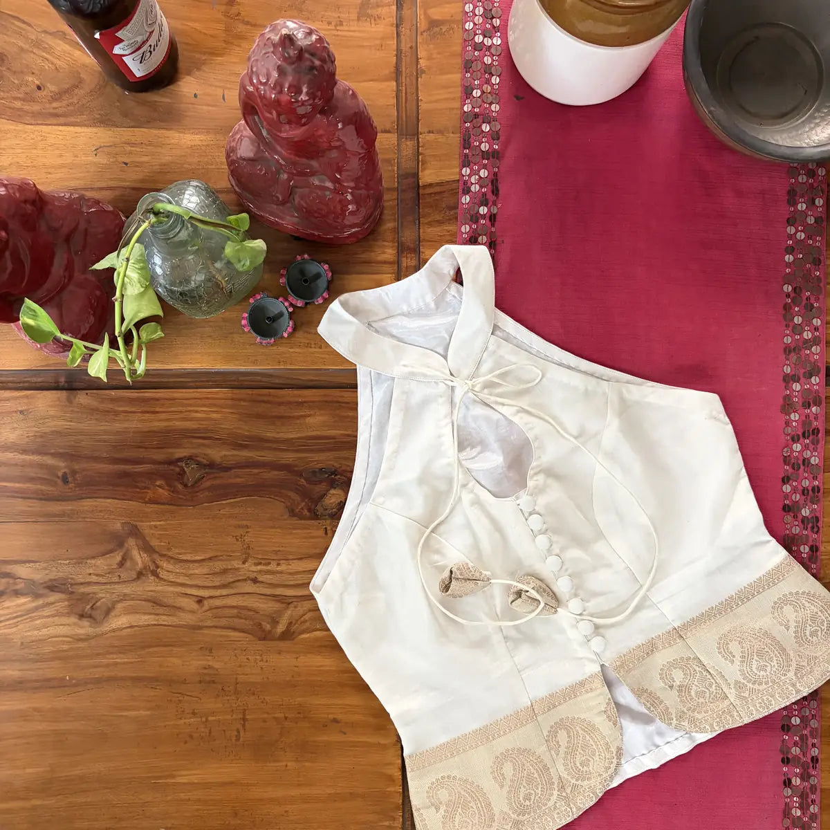 Ivory Jamdani Collar Blouse