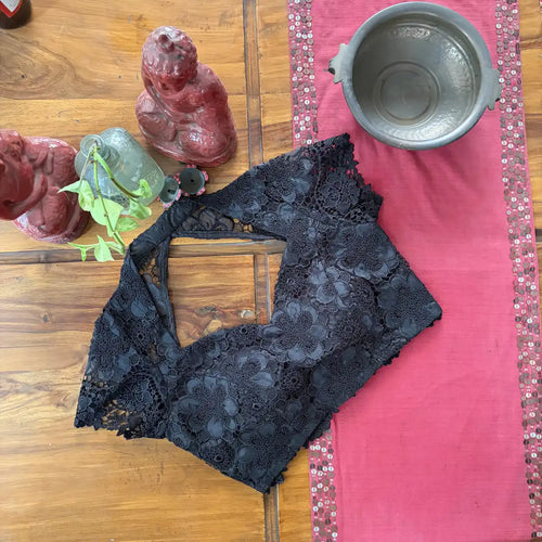 Black Floral Lace Blouse