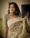 Sage Green with Gold Border Blouse