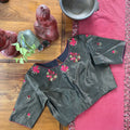 Black Striped Organza Embroidered Blouse