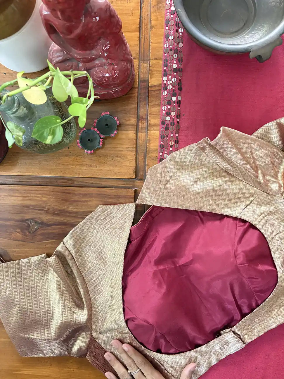 Antique Gold Smocked Blouse