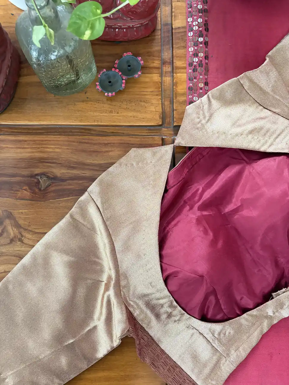 Antique Gold Smocked Blouse