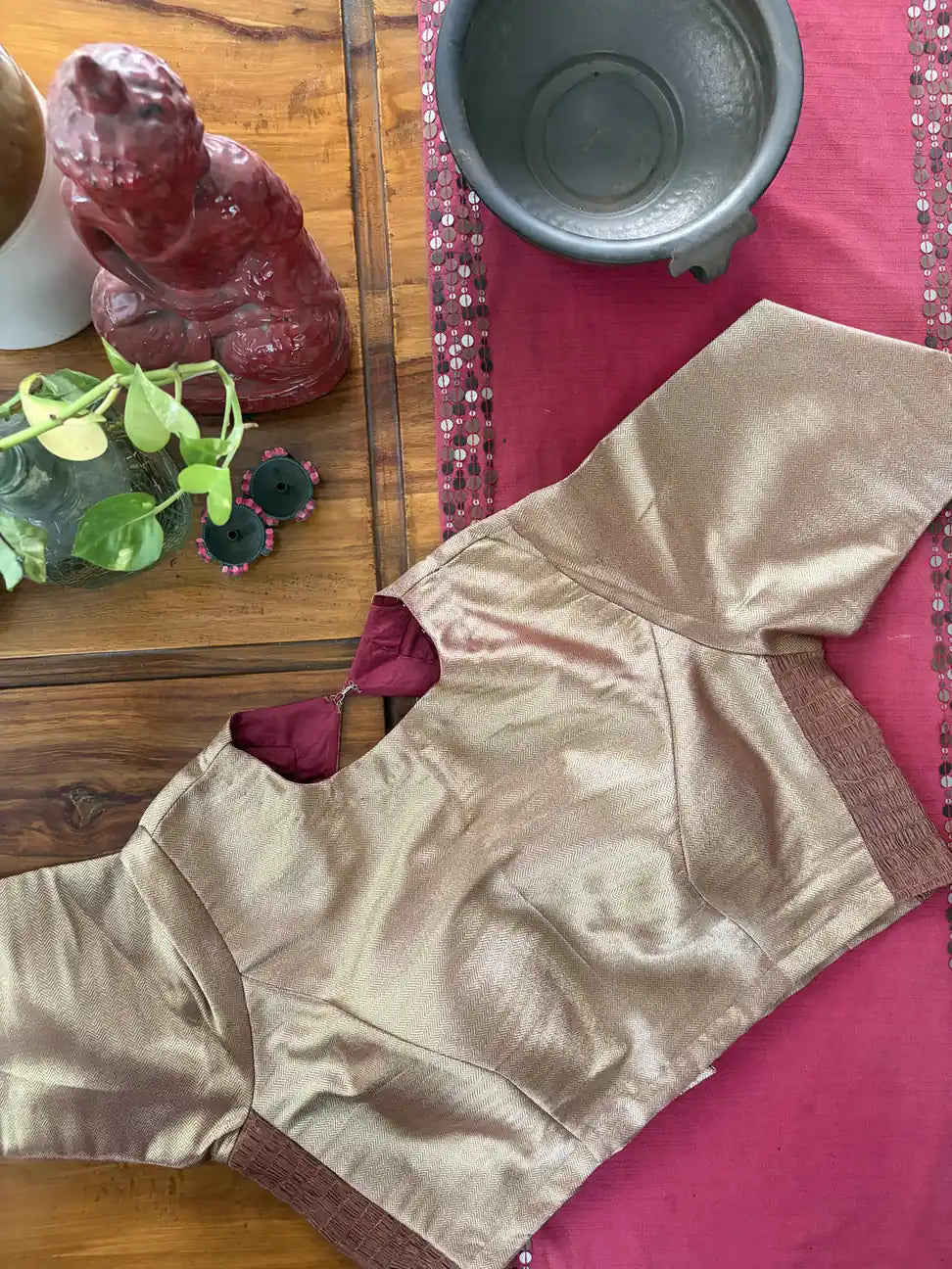Antique Gold Smocked Blouse