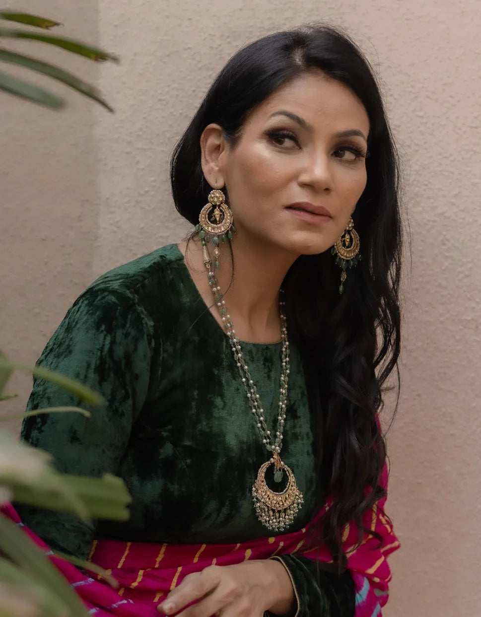 Dark Green Velvet Blouse