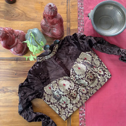Aubergine Velvet Brocade Blouse
