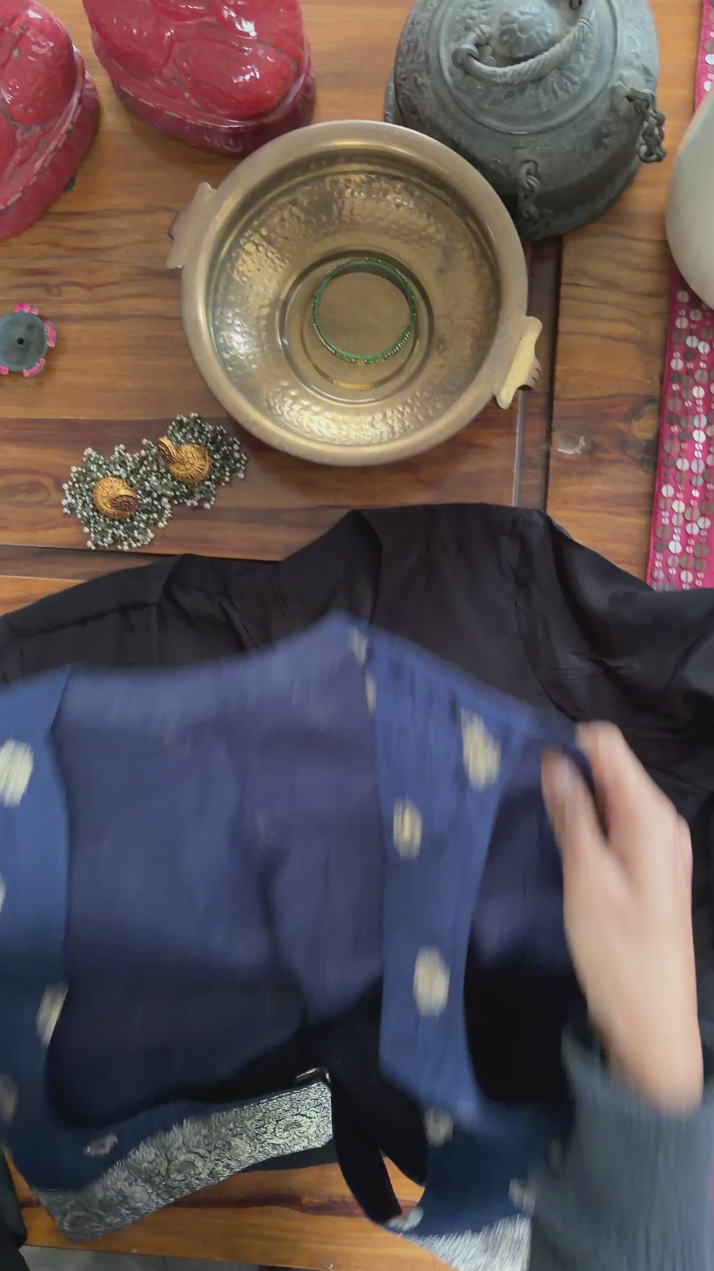 COT002 Navy Paisley Brocade Koti