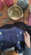 COT002 Navy Paisley Brocade Koti