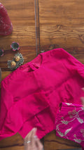 B074 Fuchsia Blouse with Brocade Cuff