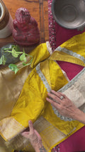 B086 Mustard Silk Blouse with Silver Lace